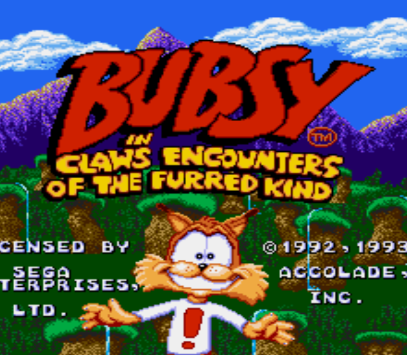 The starting screen of Bubsy