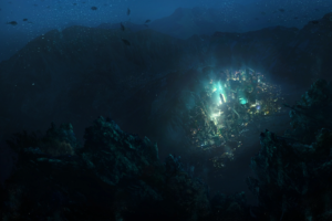 An underwater "aerial" view of Rapture.