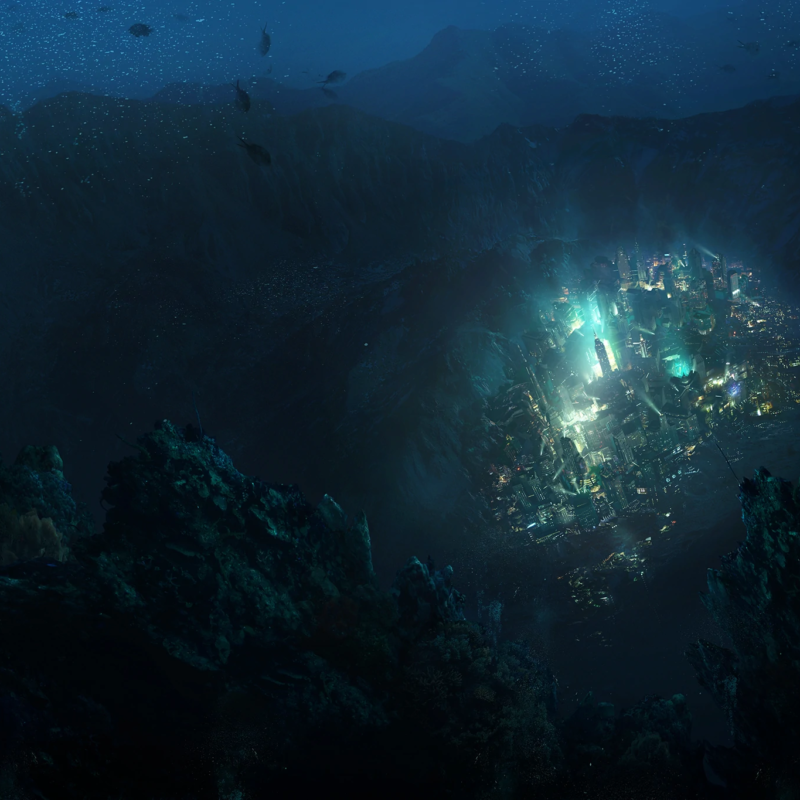 An underwater "aerial" view of Rapture.